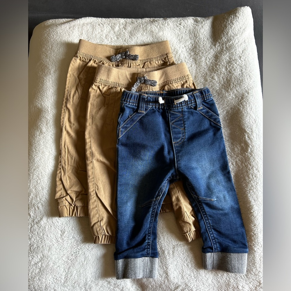 Baby boy Cat & Jack khakis and pair of jeans.